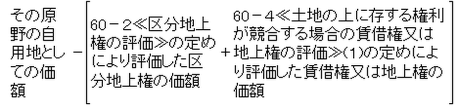 賃借権又は地上権及び区分地上権の目的となっている原野の価額の算式